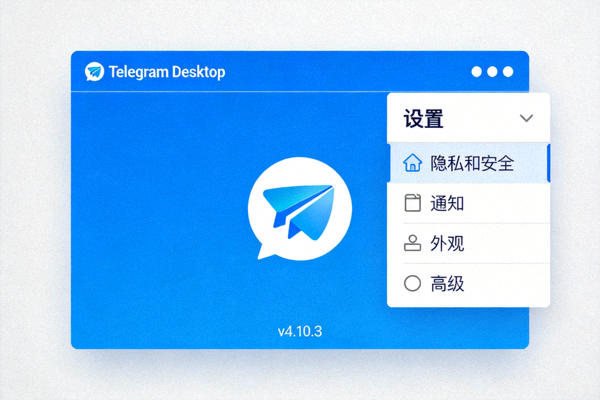 Telegram Desktop 设置菜单打开位置的界面示意图