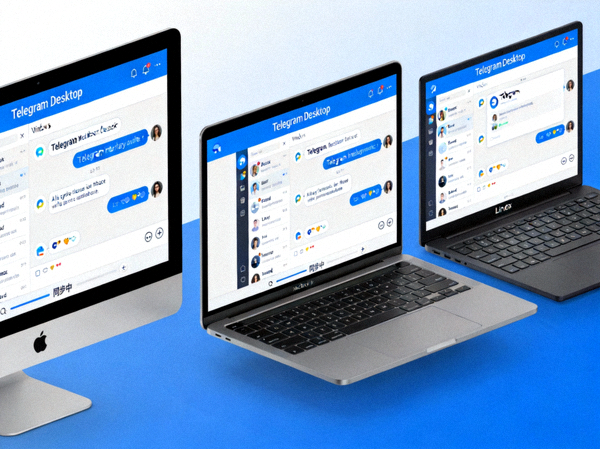 Telegram Desktop 在多台设备上同步运行的界面展示图